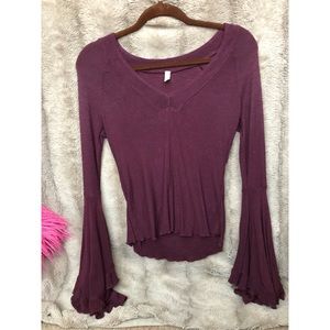 Deep Purple Crop Top w/ bell sleeves